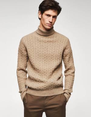 Braided turtleneck sweater