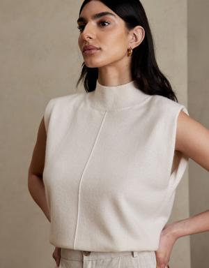 Franca Cashmere Padded-Shoulder Top white