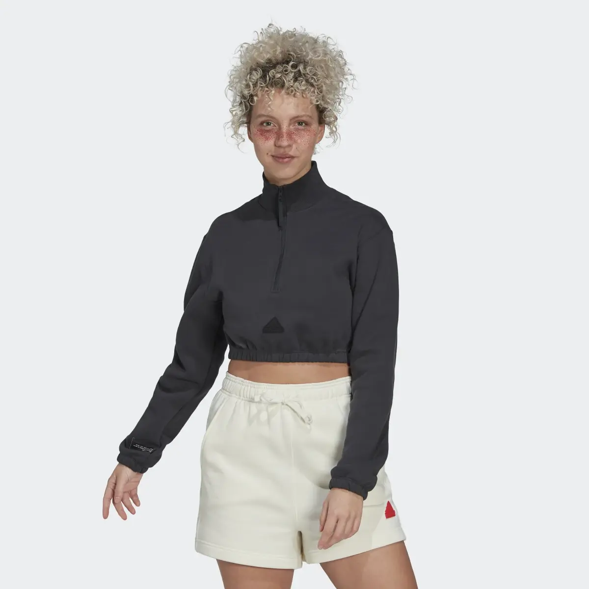 Adidas Cropped Half-Zip Sweatshirt. 2