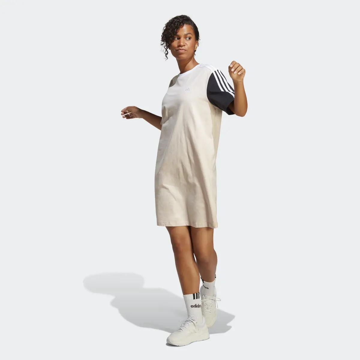 Adidas Essentials 3-Stripes Single Jersey Boyfriend Tee Dress. 2