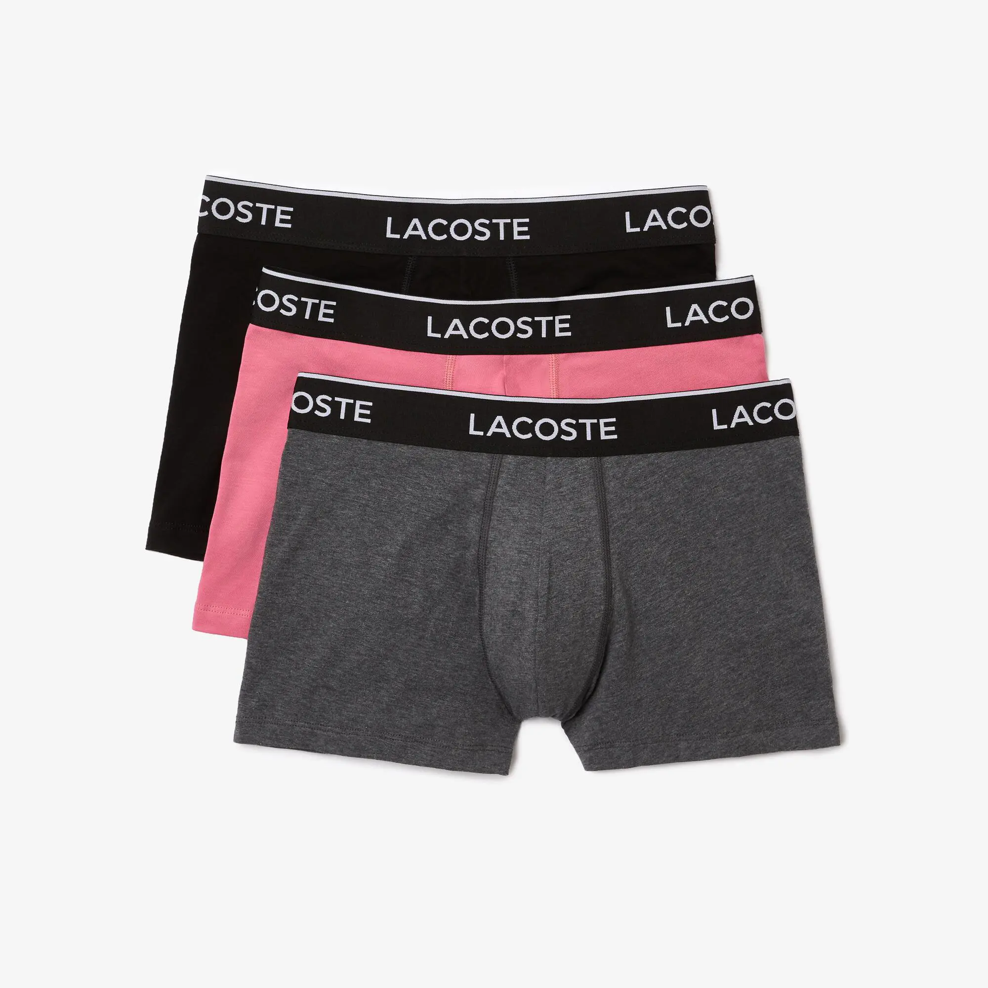 Lacoste Pack de 3 calzoncillos bóxer de hombre de estilo casual en negro. 2