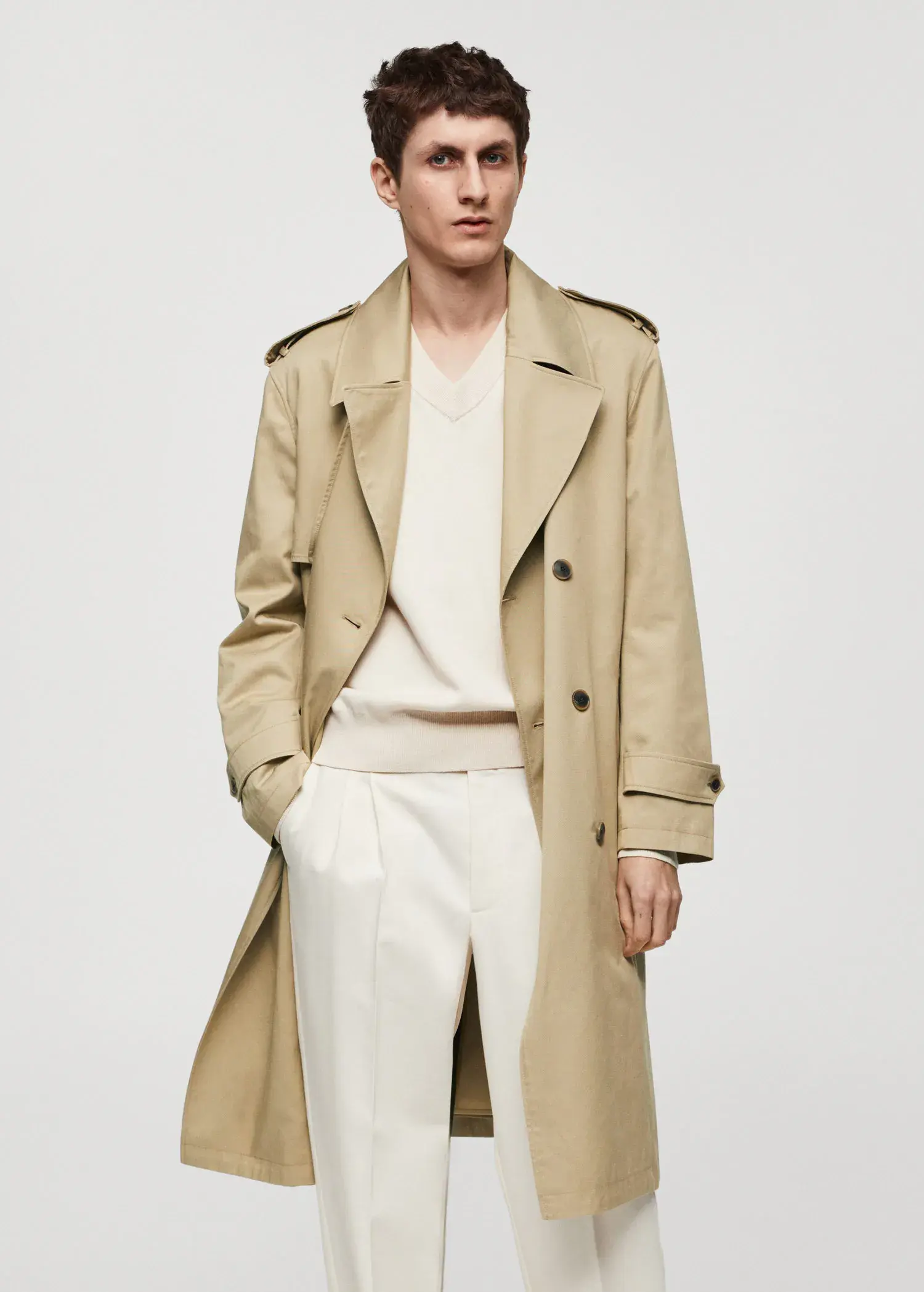 Mango Long relaxed-fit cotton trench coat. 2