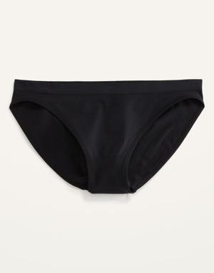 Low-Rise Seamless Bikini Underwear for Women black