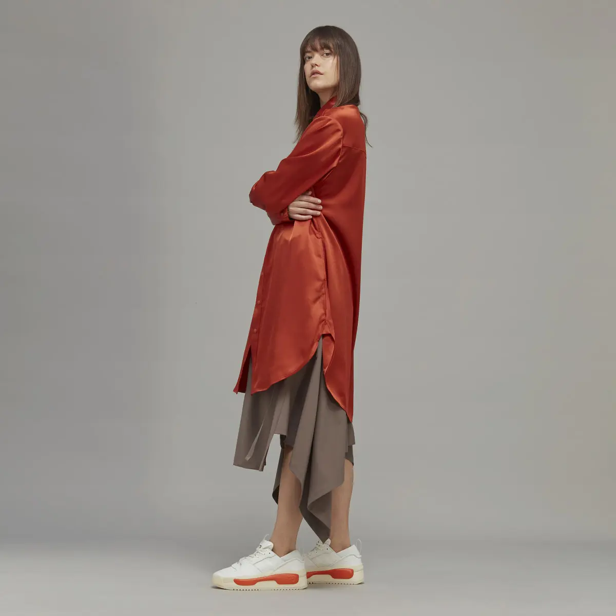 Adidas Y-3 Classic Tech Silk Shirt Dress. 2