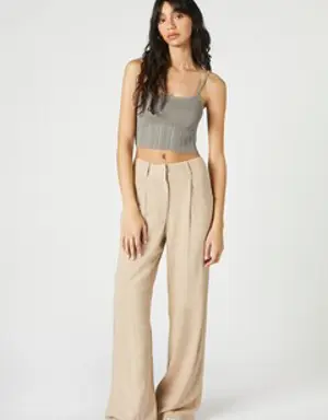 Forever 21 Wide Leg Pocket Pants Natural