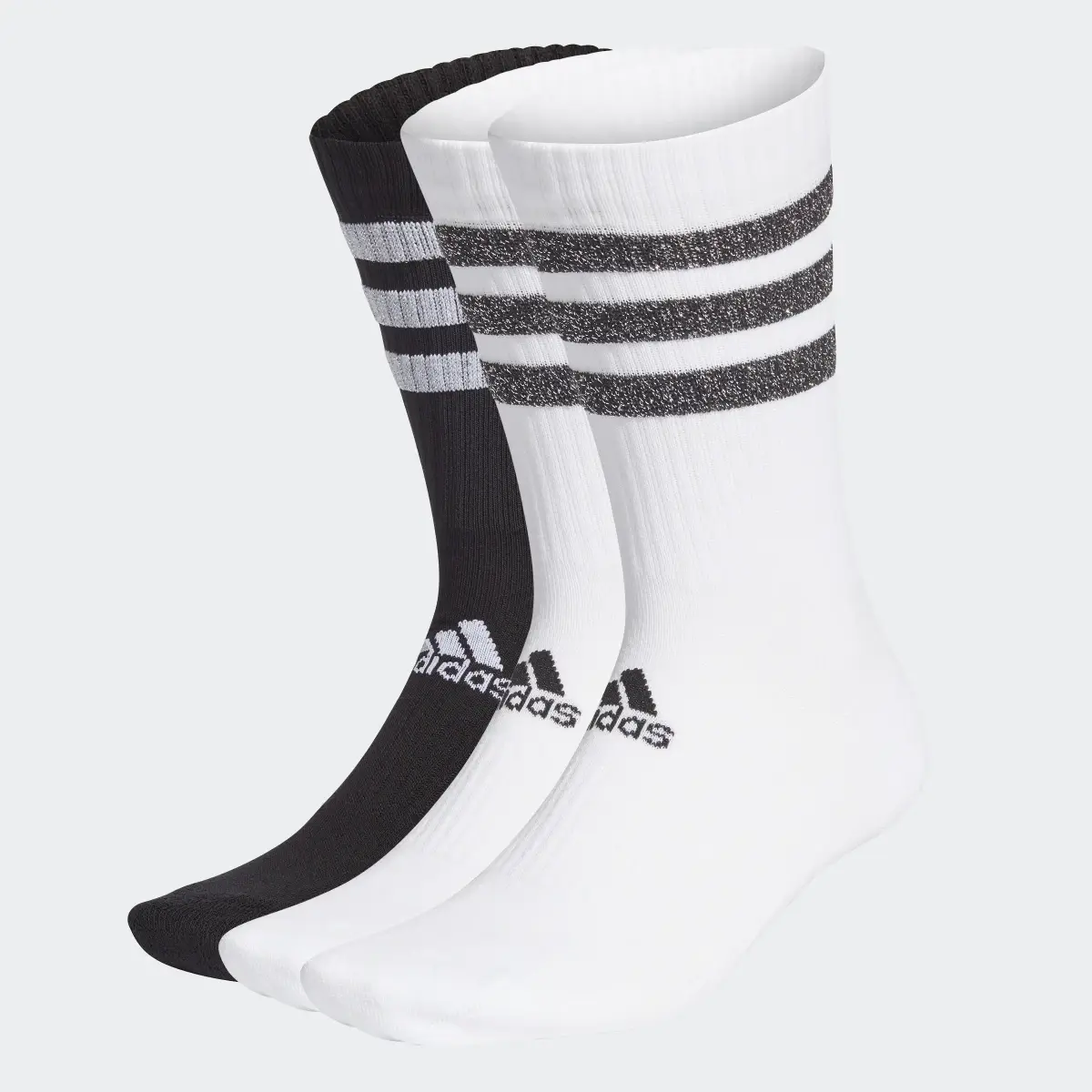 Adidas Glam 3-Stripes Cushioned Crew Sport Socks 3 Pairs. 2