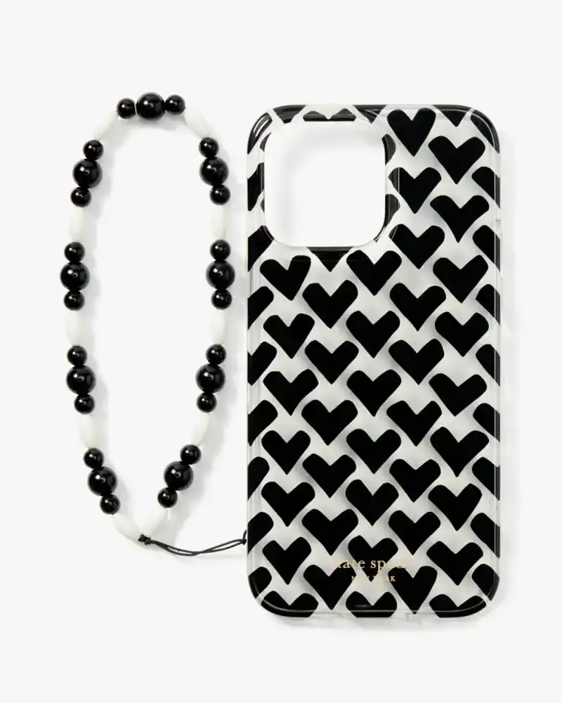 Kate Spade Modernist Hearts iPhone 14 Pro Max Wristlet Case. 1