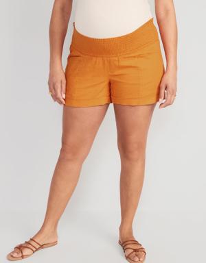 Old Navy Maternity Full Panel Linen-Blend Shorts -- 3.5-inch inseam multi