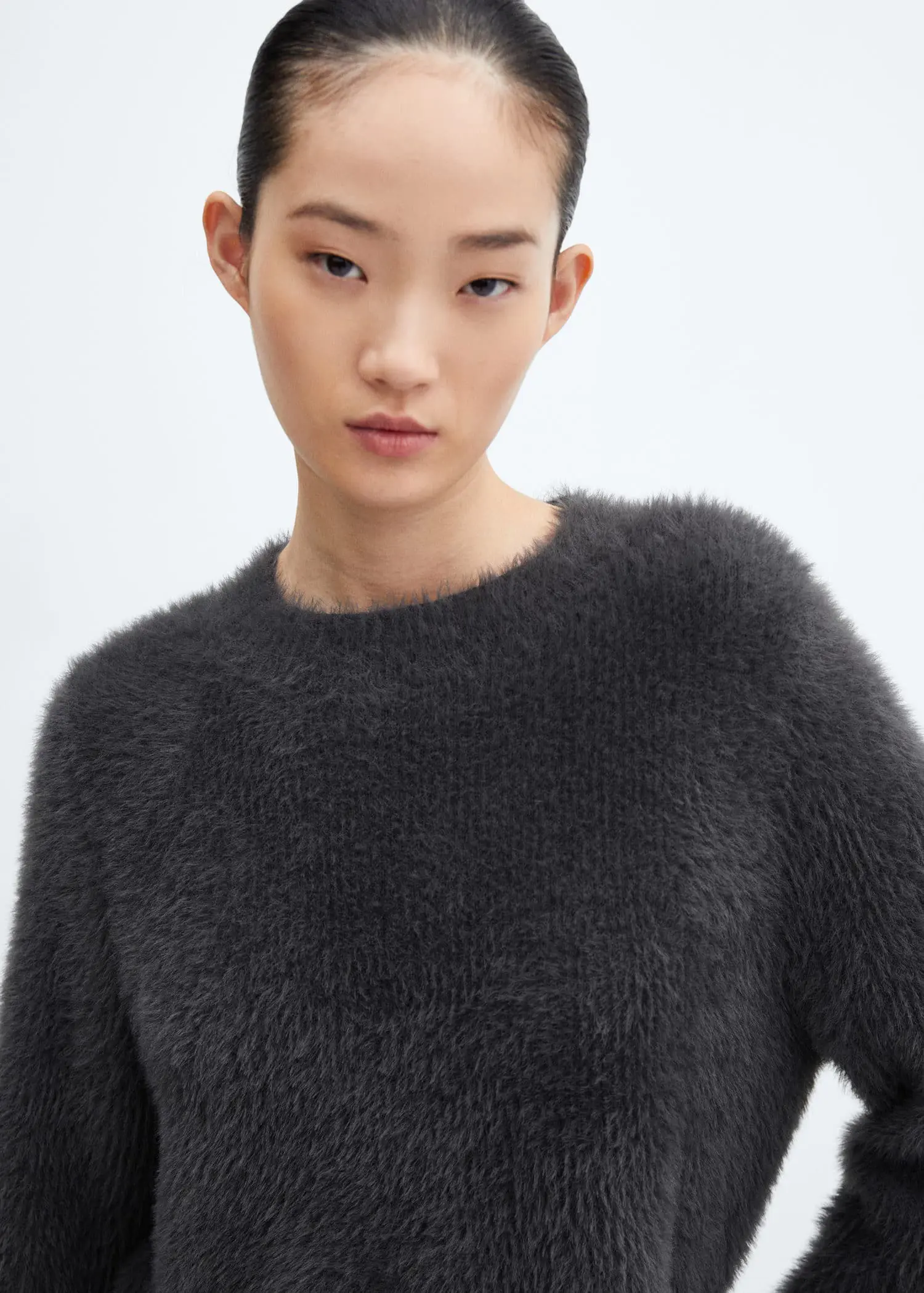 Mango Faux fur knit sweater. 1
