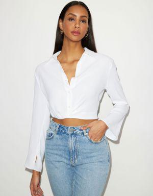 Twisted Front Button Down Top