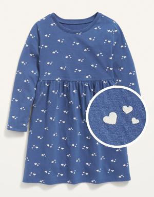 Fit & Flare Printed Jersey Dress for Toddler Girls blue