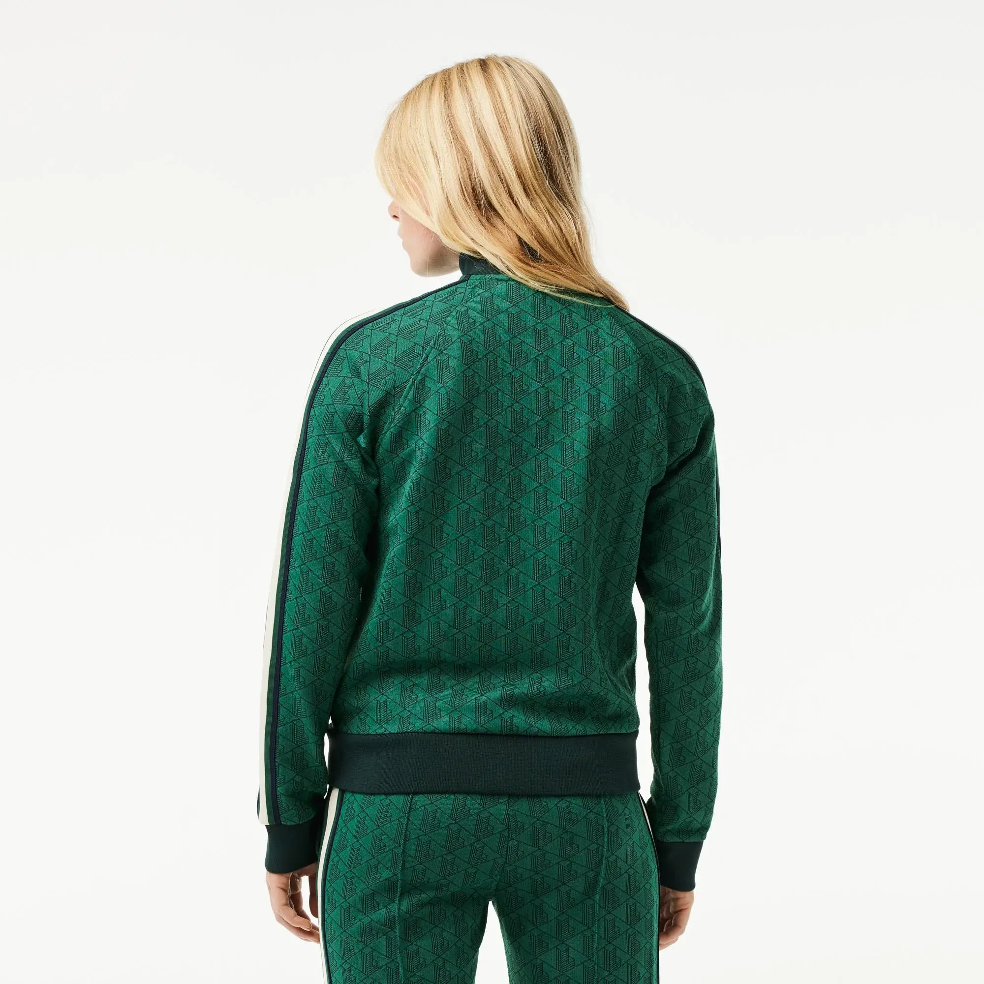 Lacoste Regular Fit Fermuarlı Monogram Kadın Yeşil Sweatshirt. 3