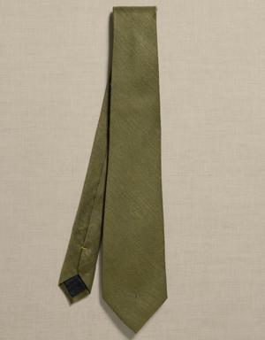 Spina Italian Linen-Silk Tie green