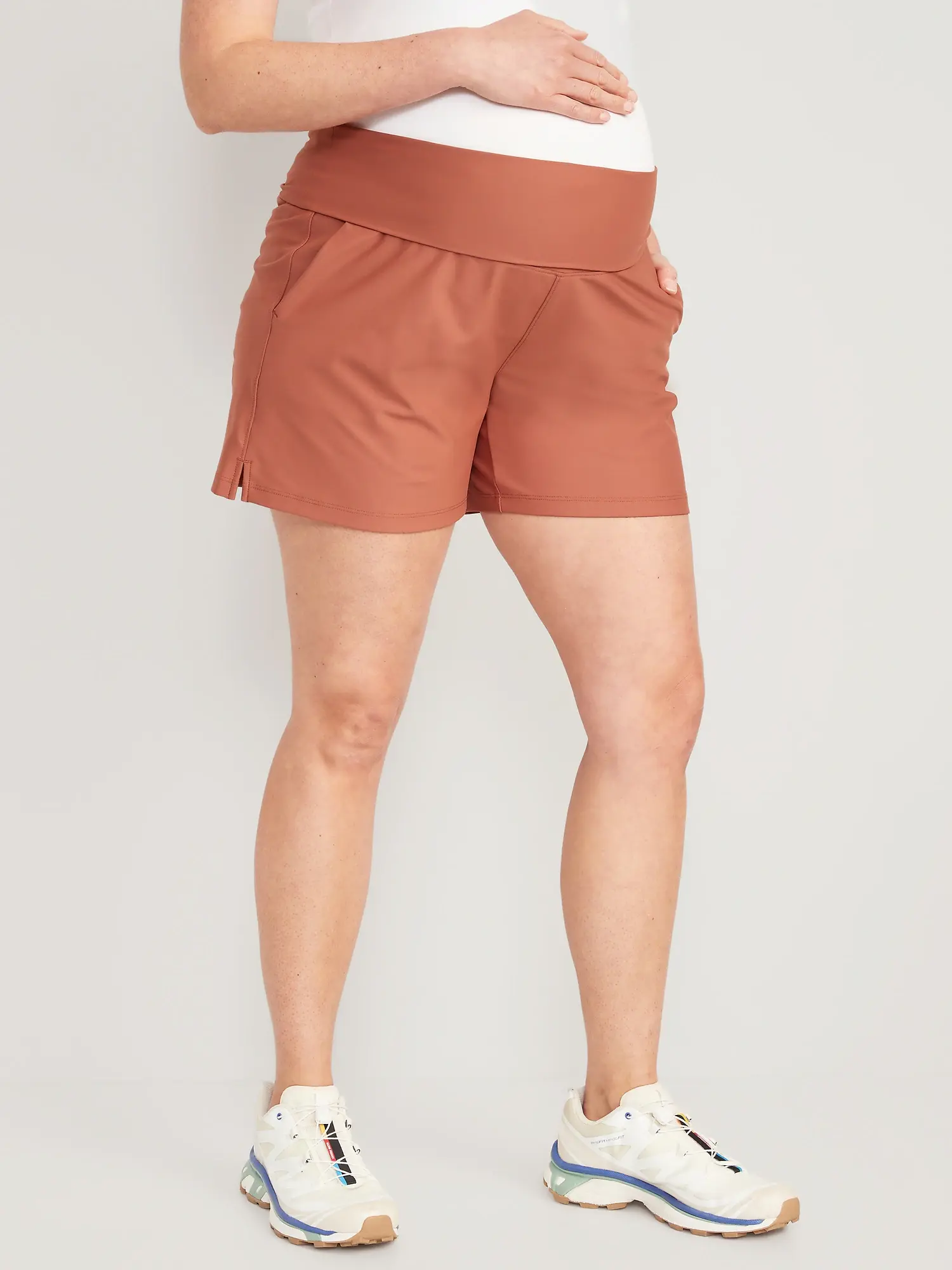 Old Navy Maternity Rollover-Waist PowerSoft Shorts -- 5-inch inseam pink. 1
