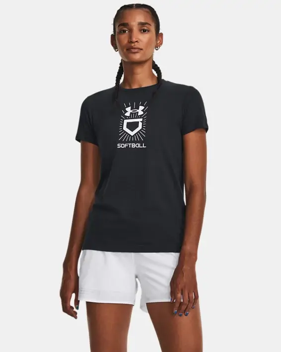 Under Armour Women's UA Softball Vertical Logo Short Sleeve. 1