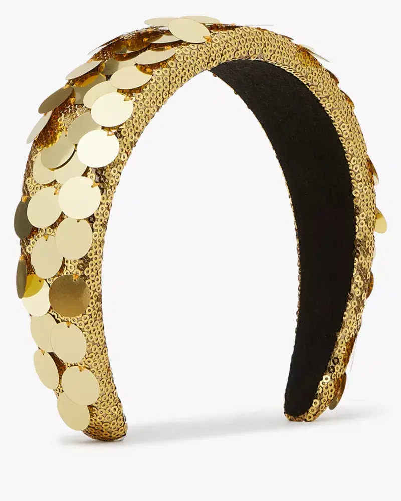 Kate Spade Gold Lamé Sequin Embellished Headband. 1