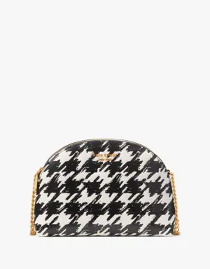 Morgan Painterly Houndstooth Double-zip Dome Crossbody