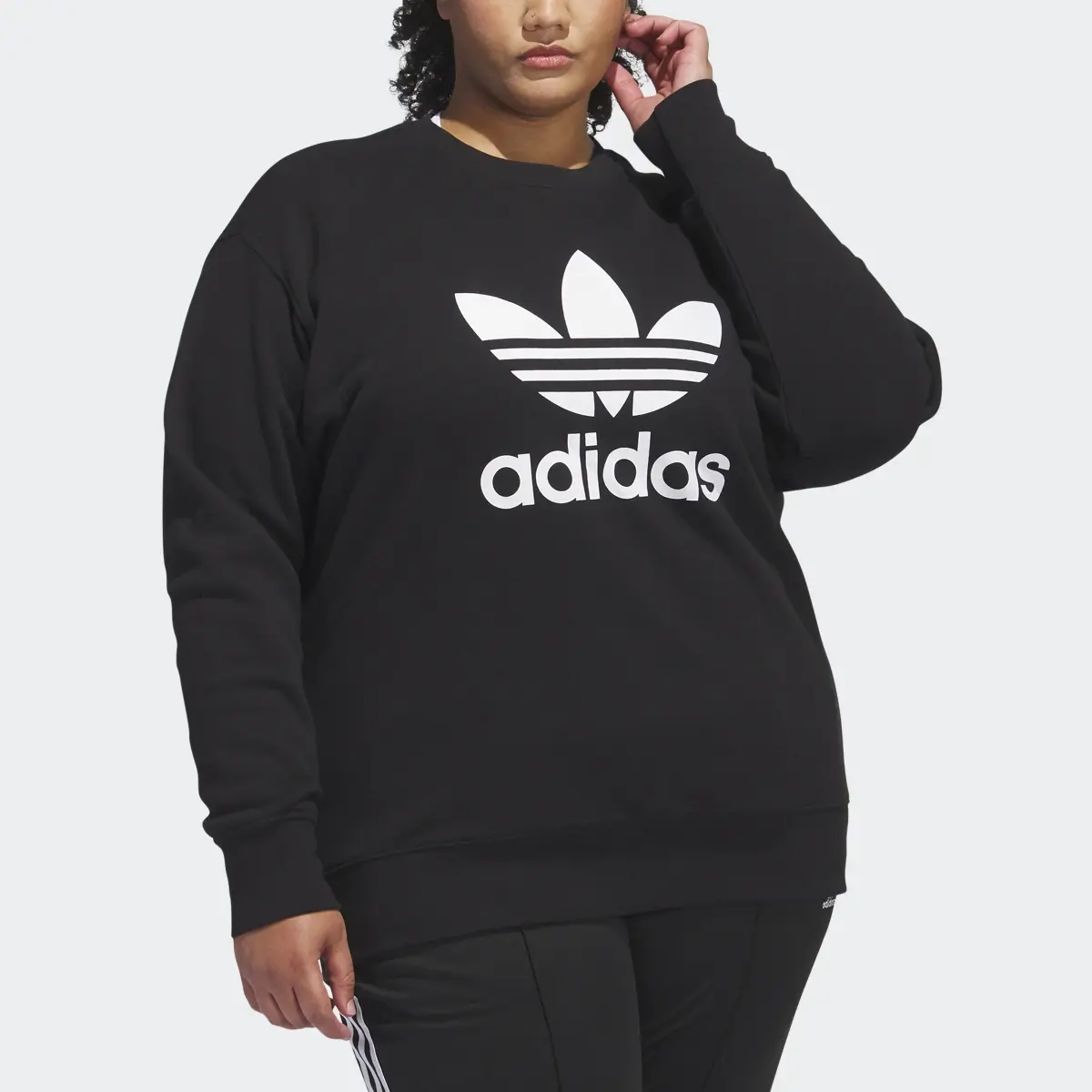 Adidas Adicolor Trefoil Crew Sweatshirt (Plus Size). 1