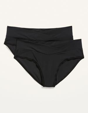 Old Navy Maternity 2-Pack Soft-Knit Low-Rise Bikini Underwear black