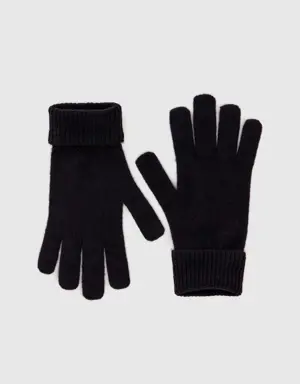 black gloves in pure merino wool