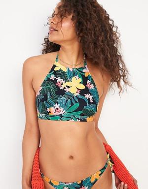 Printed Halter Cropped Swim Top for Women