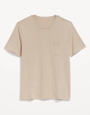 Soft-Washed Chest-Pocket Crew-Neck T-Shirt for Men beige