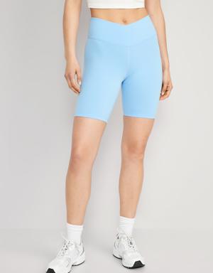 Old Navy Extra High-Waisted PowerChill Biker Shorts for Women -- 8-inch inseam blue