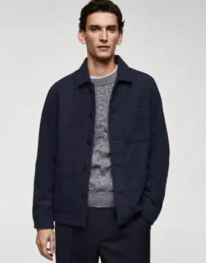 Double-faced wool overshirt with pockets