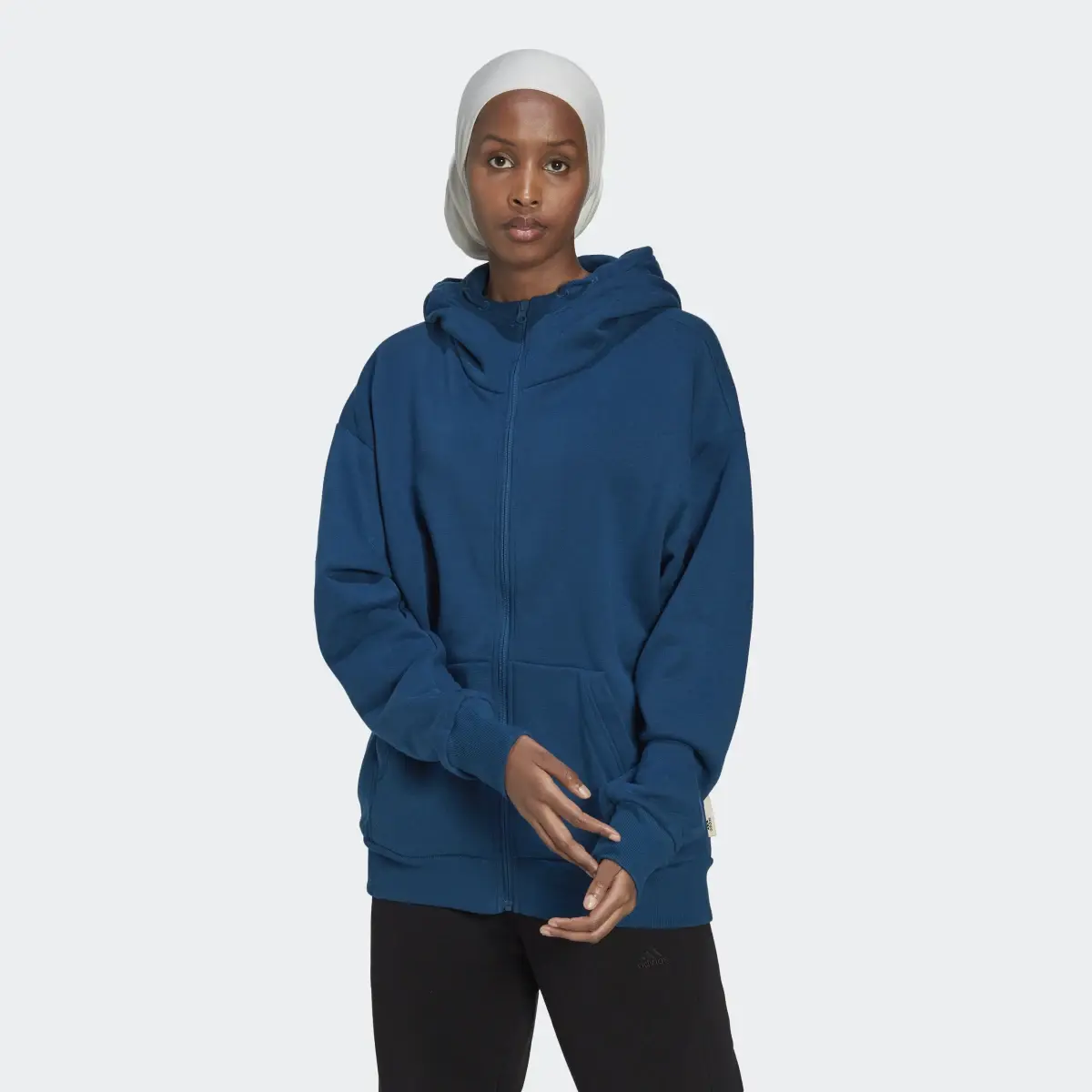 Adidas Felpa con cappuccio Studio Lounge Fleece Full-Zip. 2