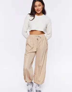 Forever 21 Baggy Windbreaker Parachute Pants Taupe