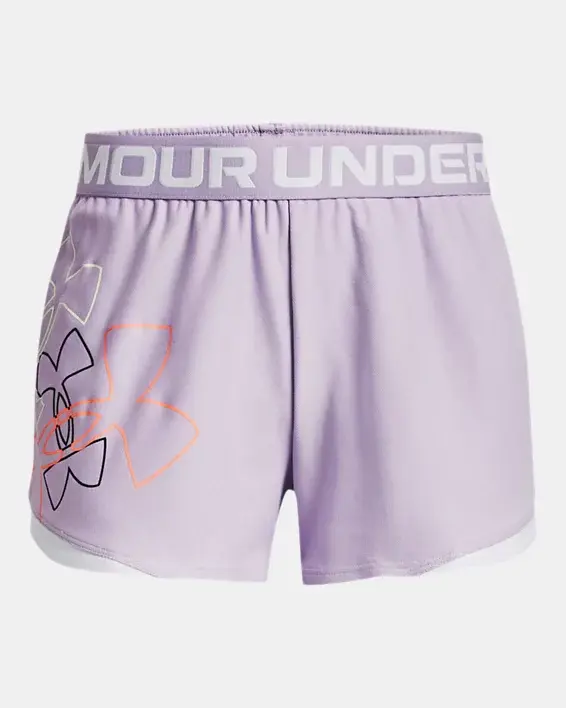 Under Armour Girls' UA Play Up Big Logo Graphic Shorts. 1