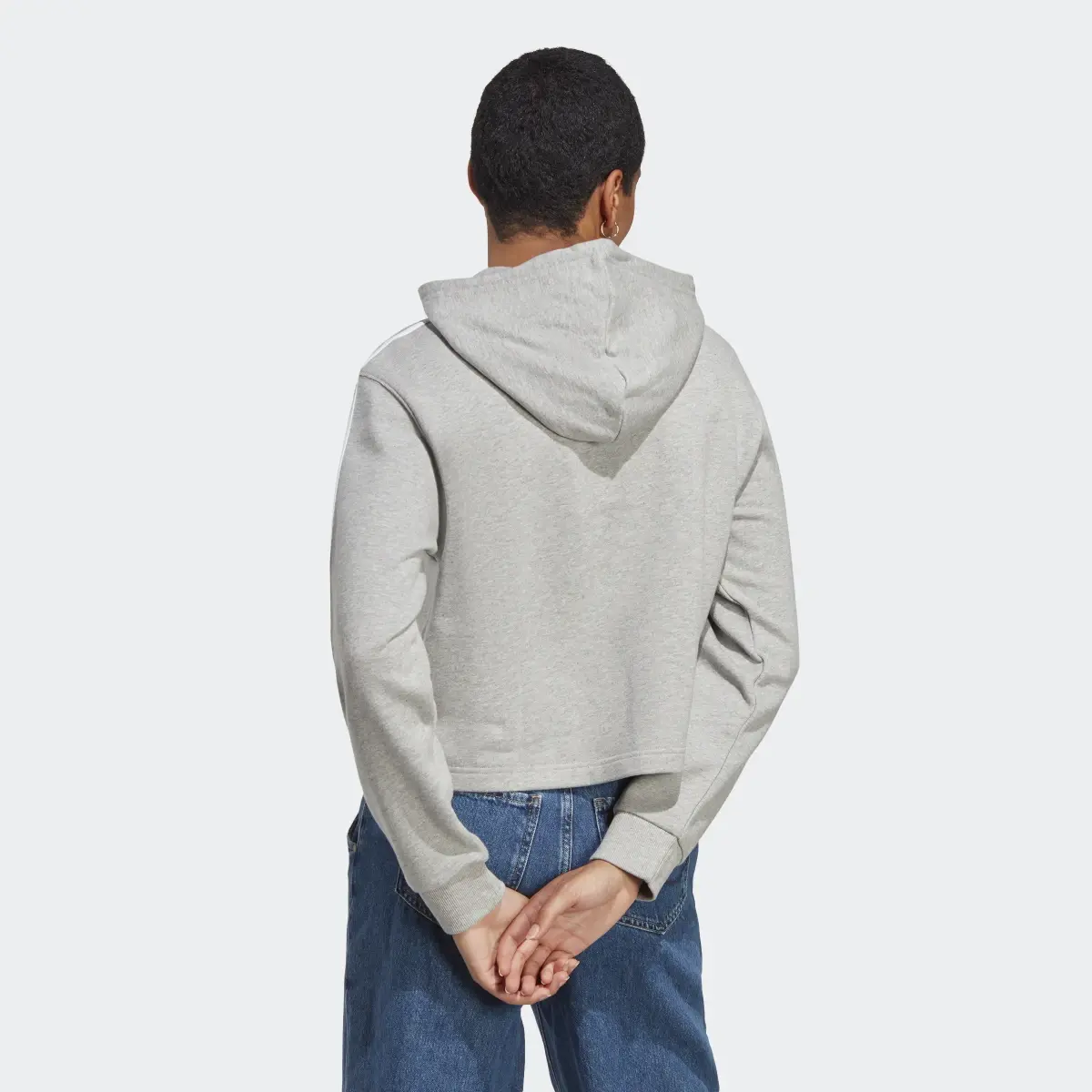 Adidas Essentials 3-Stripes French Terry Crop Hoodie. 3