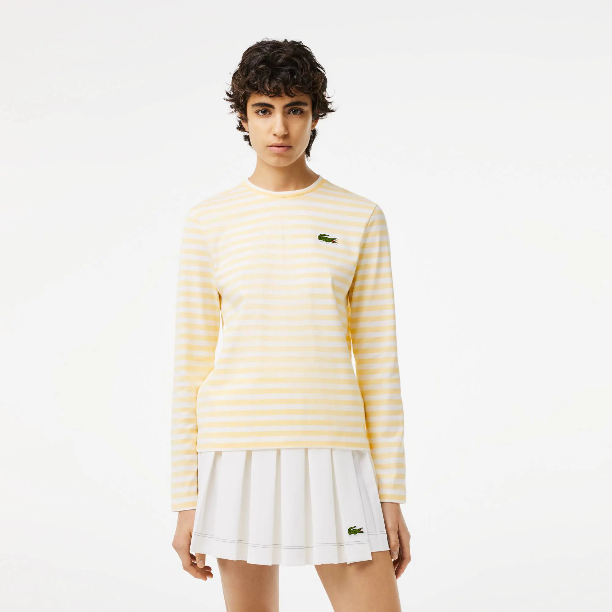 Lacoste Women's Striped Jersey Cotton T-shirt. 1