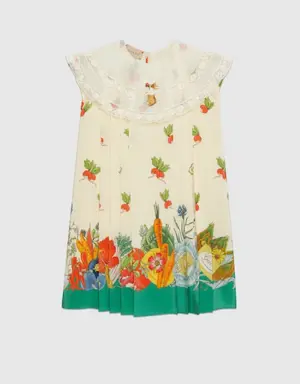 Children's GG floral and fruit silk dress