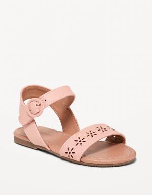 Faux-Leather Buckle Sandals for Toddler Girls pink