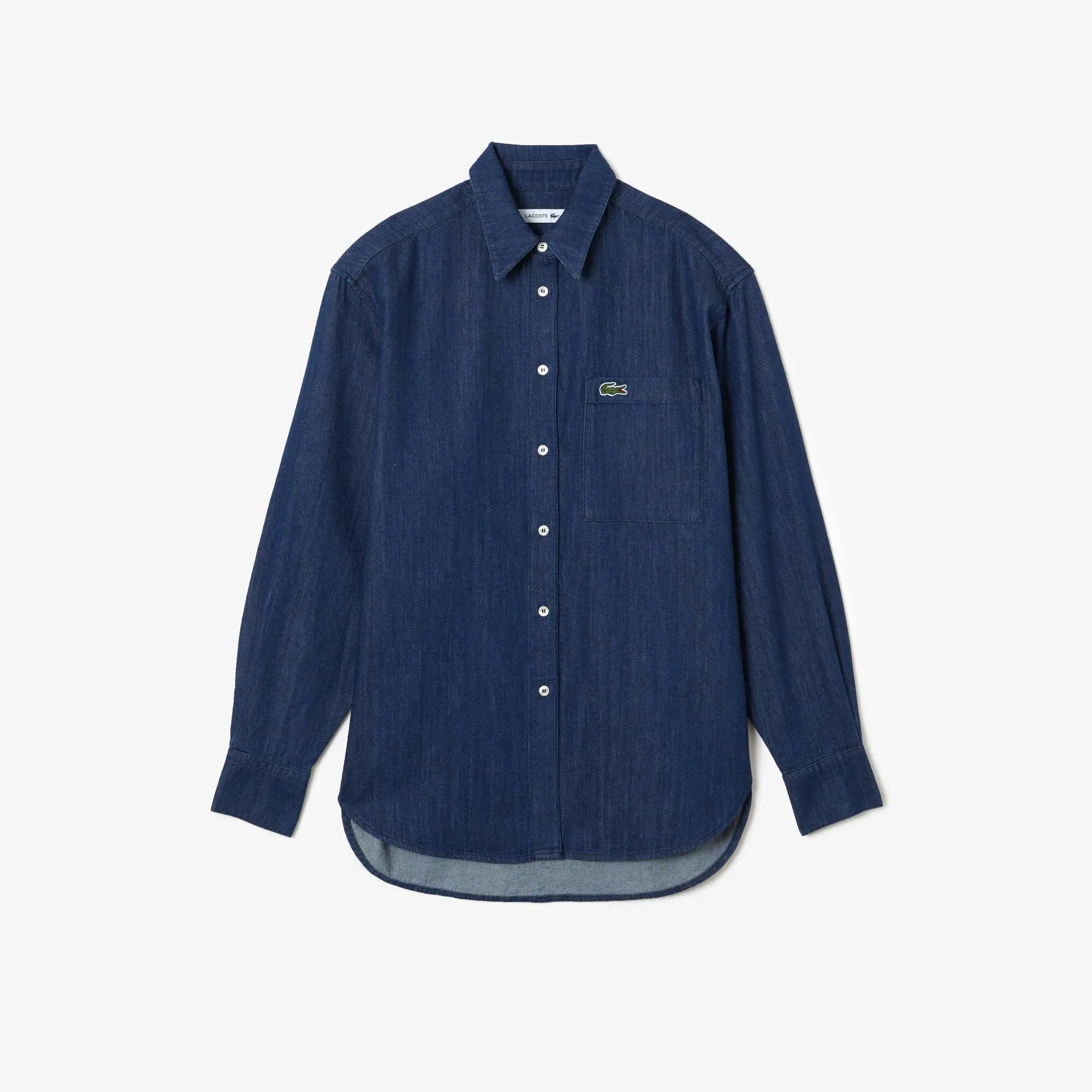 Lacoste Chemise femme Lacoste oversize avec poche en denim de coton. 2