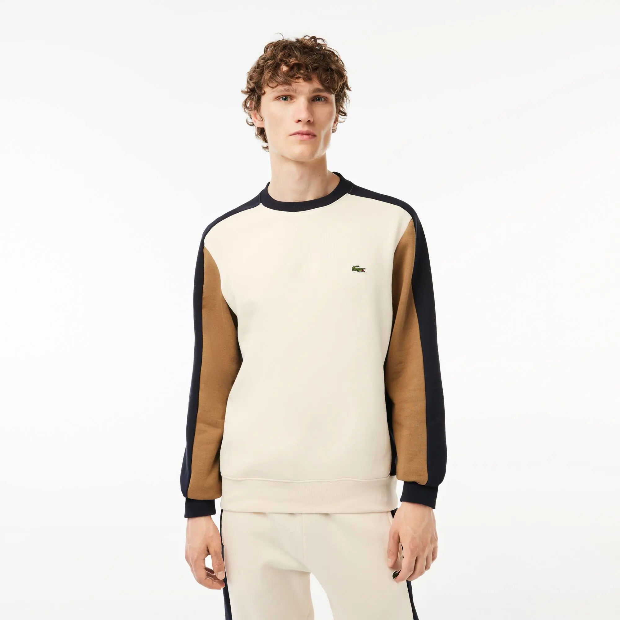 Lacoste Brushed Fleece Colourblock Jogger Sweatshirt. 1