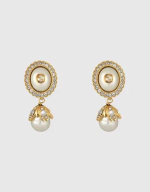 Interlocking G pearl earrings