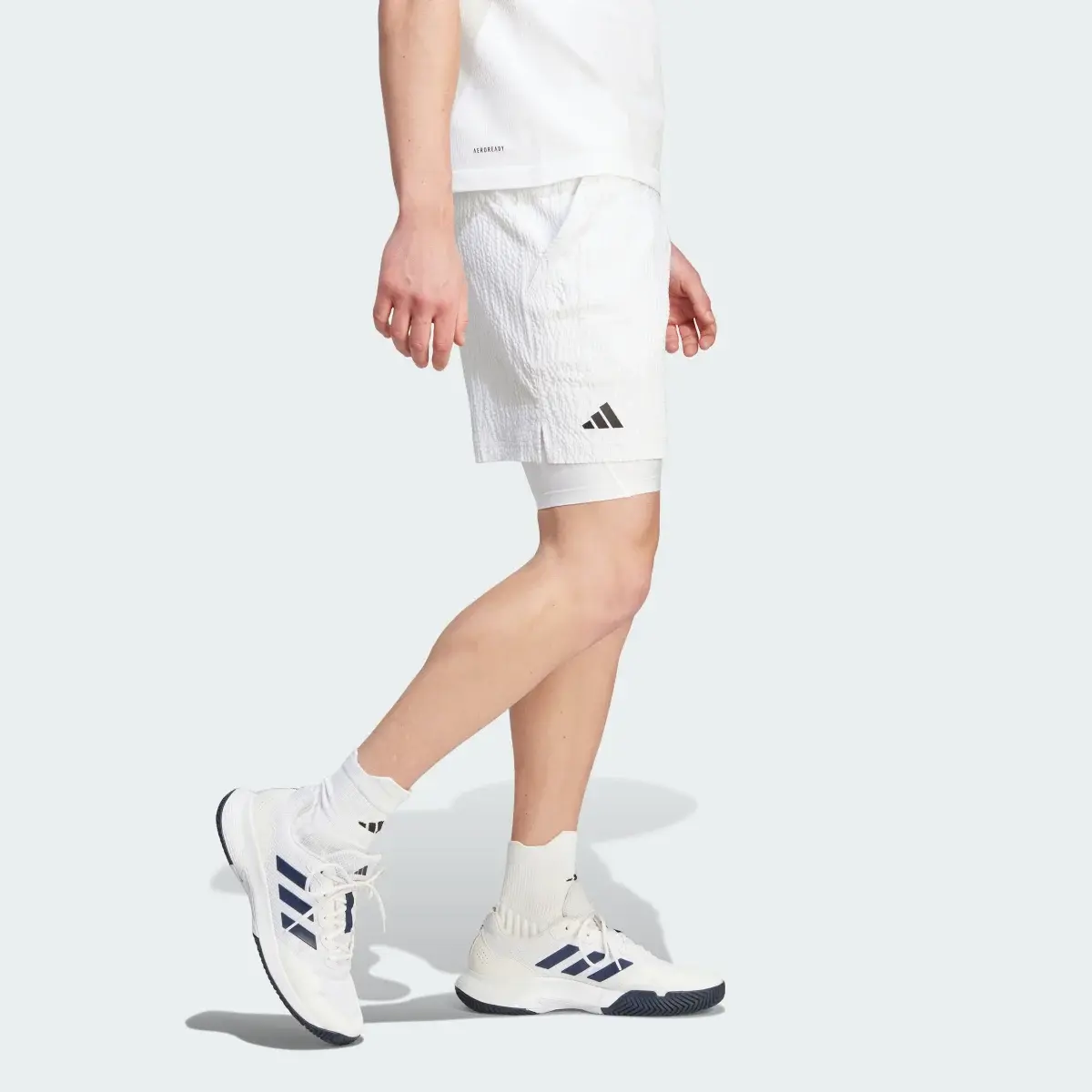 Adidas AEROREADY Pro Two-in-One Seersucker Tennis Shorts. 3