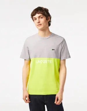 T-shirt da uomo regular fit color block in jersey di cotone Lacoste