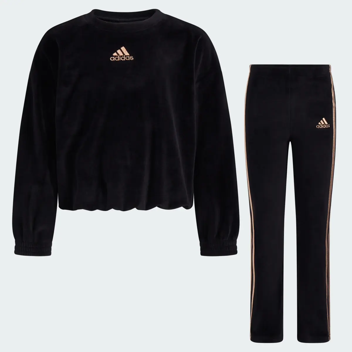 Adidas Two-Piece Crewneck Velour Set. 3