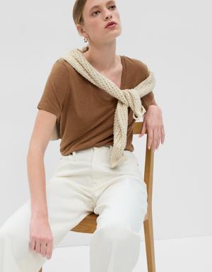 Gap Linen-Blend T-Shirt brown