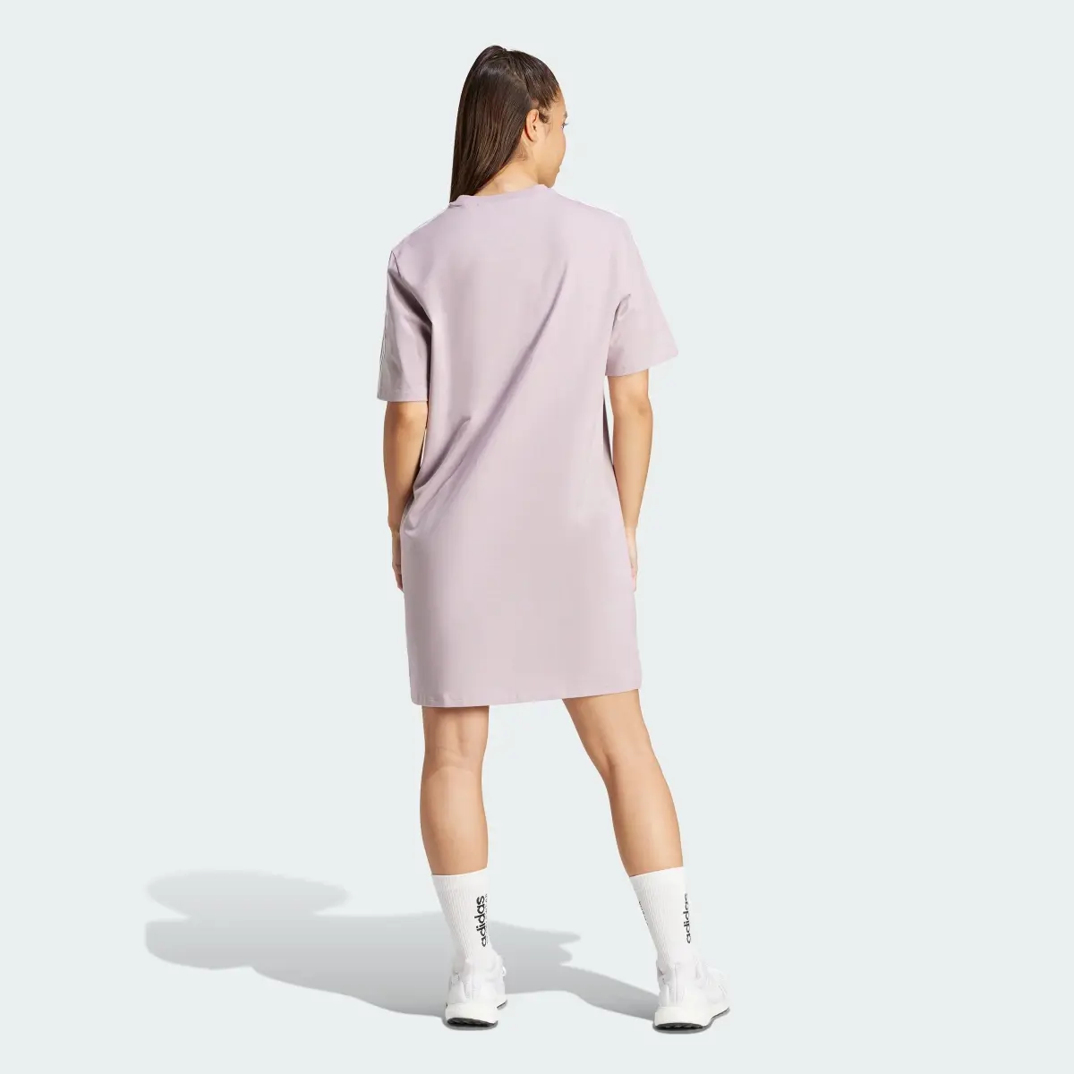 Adidas Essentials 3-Stripes Single Jersey Boyfriend Tee Dress. 3