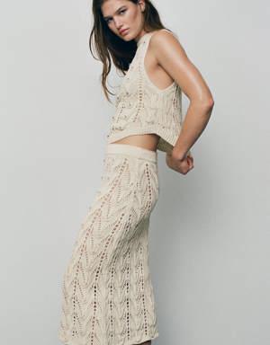 Knitted skirt with rhinestone detail