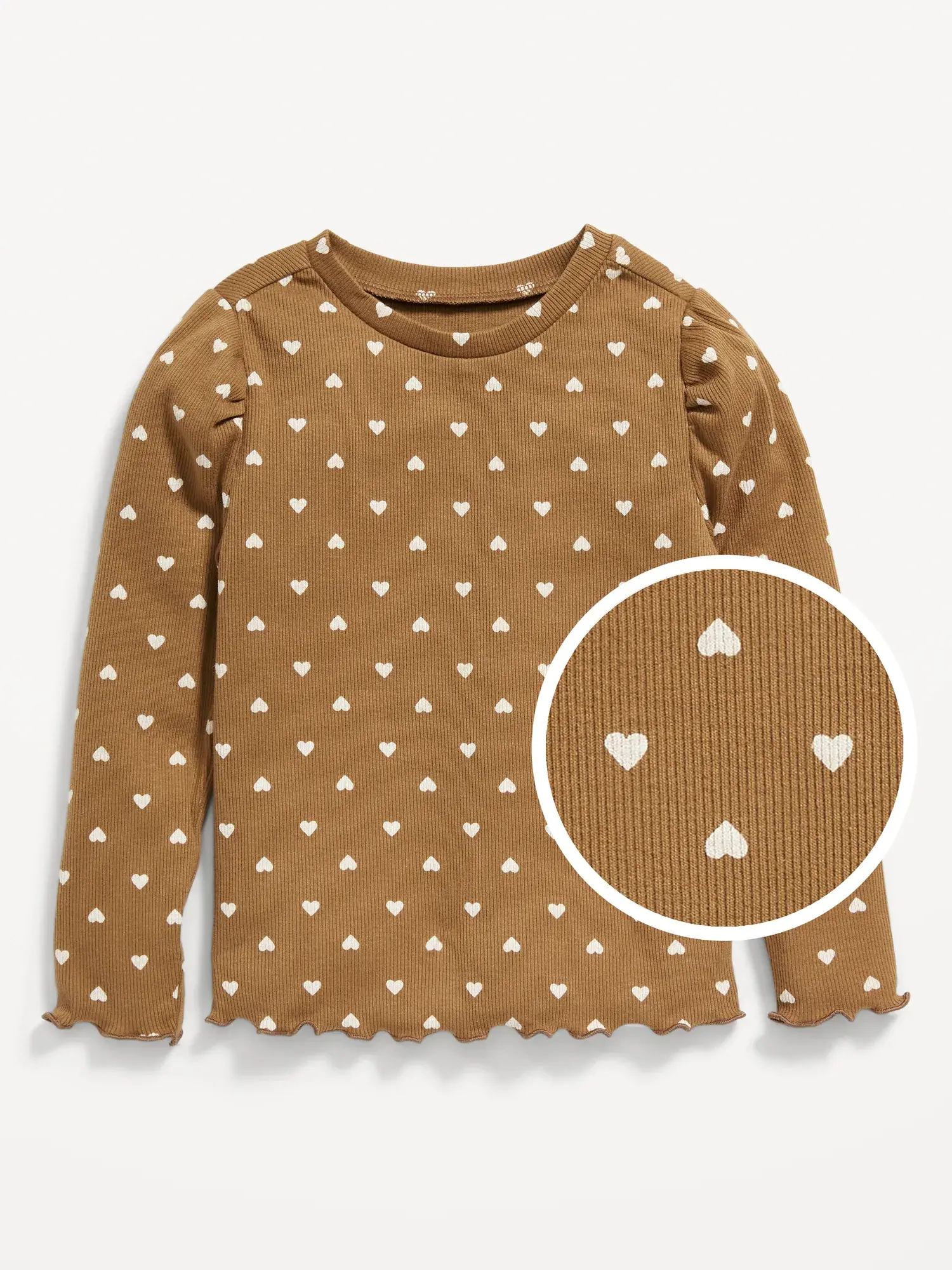 Old Navy Printed Long Puff-Sleeve T-Shirt for Toddler Girls brown. 1