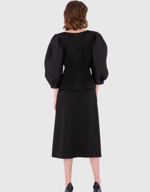 Quilted Garnish Knitted Black Suit