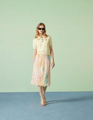 Floral cotton lace skirt