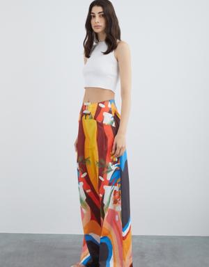 Patterned Straight Pants