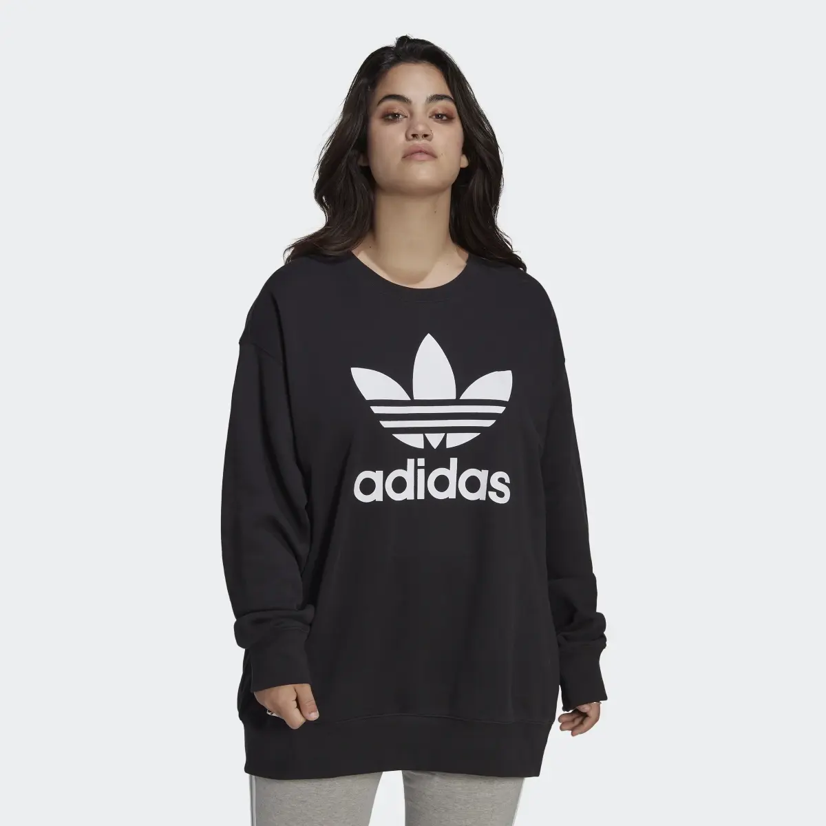 Adidas Trefoil Crew Sweatshirt (Plus Size). 2