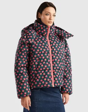 padded jacket with flower print